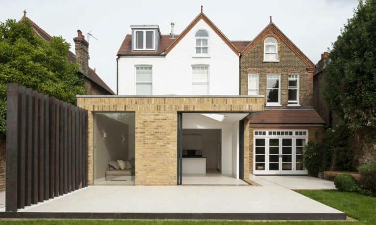 Modern extension on traditional UK brick house